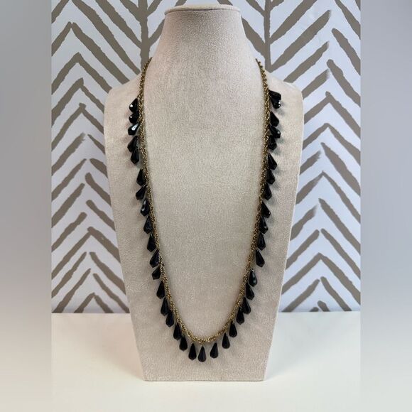 kate spade Jewelry - Kate Spade Black & Gold Beaded Rope Chain Long Necklace